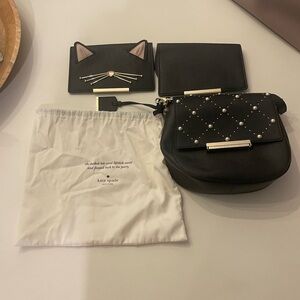 Kate Spade Black Clutch with Pearl Details